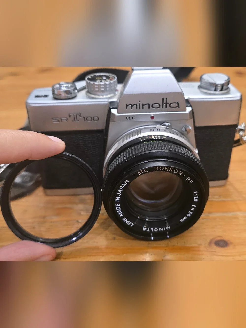Vintage Minolta SR-T 100 Classic Manual 35mm Film Camera Black Silver With Lens